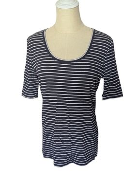 Banana Republic Striped Scoop Neck Tee Navy Large